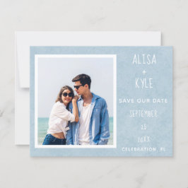 青いモダン写真日付の保存