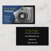 青いモダン写真、カメラ 名刺 (正面/裏面)