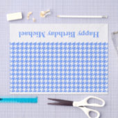 青いモダン千鳥格子のメッセージカスタム付き 薄葉紙 (クラフト)