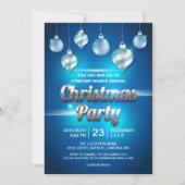 青いモダン印象的なクリス企業のマスパーティー 招待状 (正面)