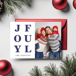 青いモダン喜びの写真クリスマス シーズンカード