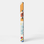 青いモダン図形のヴィンテージ赤い夕日 iPhoneケース (左側面)