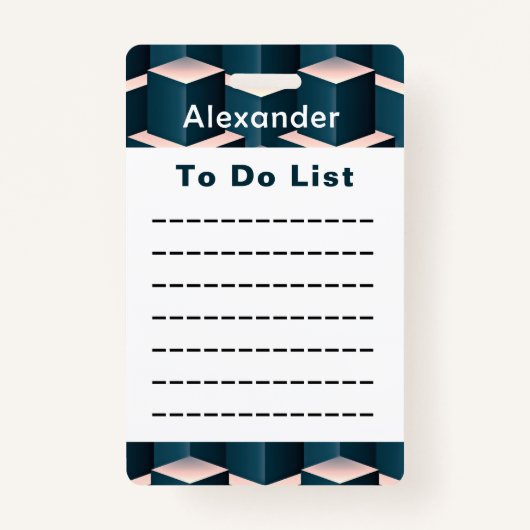 青いモダン幾何学一覧チェックリストカスタム項目 バッジ (正面)