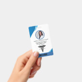 青いモダン幾何学登録ナース写真ID バッジ (手持ち)