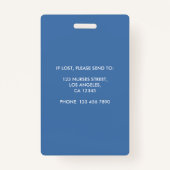 青いモダン幾何学登録ナース写真ID バッジ (裏面)