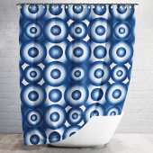 青いモダン幾何学的パターン シャワーカーテン