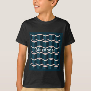 青いモダン建物ブロックのパーソナライズ Tシャツ