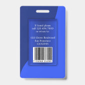 青いモダン従業員の写真IDバッジ バッジ (裏面)