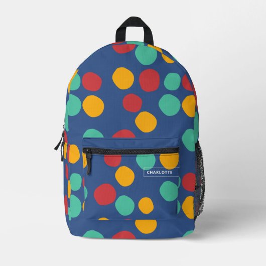 青いモダン抽象芸術パターン プリントバックパック (正面)