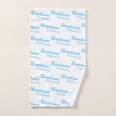 青いモダン文字名|書道 バスタオルセット (ハンドタオル)