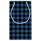 青いモダン格子模様 スモールペーパーバッグ (裏面)