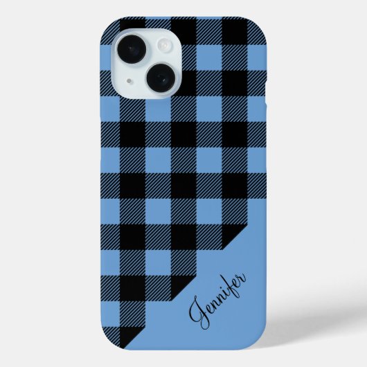 青いモダン格子縞のパターン名 Case-Mate iPhoneケース (裏面)