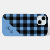 青いモダン格子縞のパターン名 Case-Mate iPhoneケース (裏面 (横))
