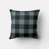 青いモダン格子縞 |家族の写真 |イニシャル クッション (裏面)