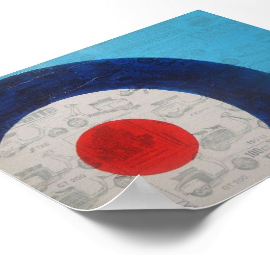 青いモダン標的 ポスター (角)