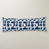 青いモダン正方形の繰り返しパターン ボディピロー (裏面)
