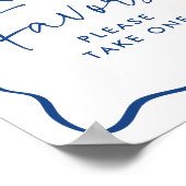 青いモダン波形の卒業式の好意サイン ポスター (角)