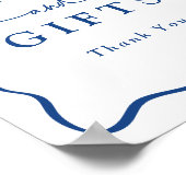 青いモダン波状のフレームカードとギフト ポスター (角)