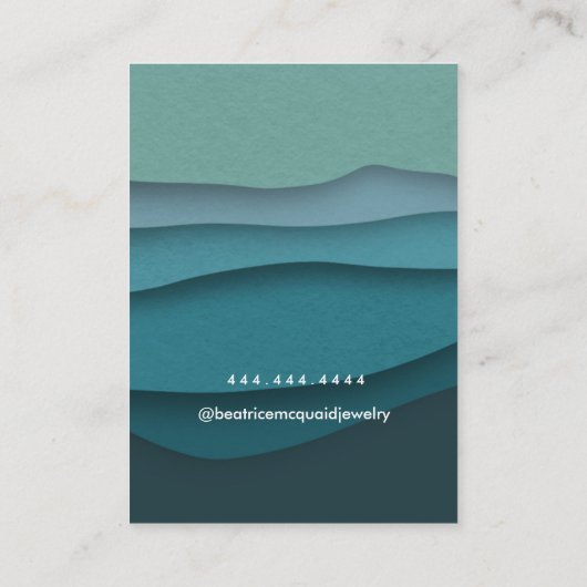 青いモダン海波イヤリングディスプレイ 名刺 (裏面)