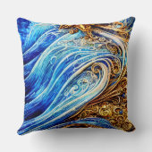 青いモダン海波形ノートブック クッション (裏面)