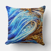 青いモダン海波形ノートブック クッション (正面)