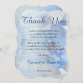 青いモダン熱帯水色のラン花 サンキューカード (正面/裏面)