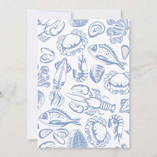青いモダン白身魚シーフードクリスマスパーティー 招待状 (裏面)