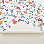 青いモダン緑のピンク色で花の模様を投票 シェルパブランケット (3/4)