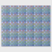 青いモダン緑の四角いタイル ラッピングペーパー (フラット)