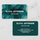 青いモダン職人抽象芸術の波線 名刺 (正面/裏面)