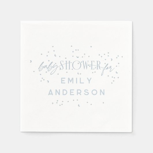 青いモダン虹と星ホワイトベビーシャワー スタンダードカクテルナプキン (正面)