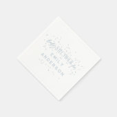 青いモダン虹と星ホワイトベビーシャワー スタンダードカクテルナプキン (角)