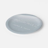 青いモダン虹と星ホワイトベビーシャワー ペーパープレート (アングル)