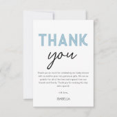 青いモダン赤ちゃんシャワー サンキューカード (正面)