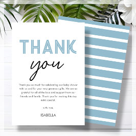 青いモダン赤ちゃんシャワー サンキューカード
