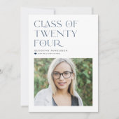 青いモダン ミニマリスト 2022年卒業式 招待状 (正面)