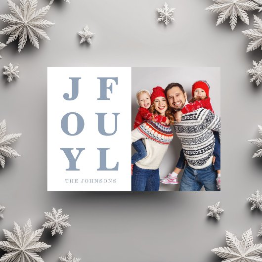 青いモダンJoyful One Photo Christmas シーズンカード