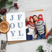 青いモダンJoyful One Photo Christmas シーズンカード