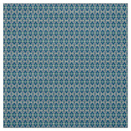 青いモチーフの対称的なパターンが織物に ファブリック