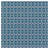 青いモチーフの対称的なパターンが織物に ファブリック (クローズアップ)