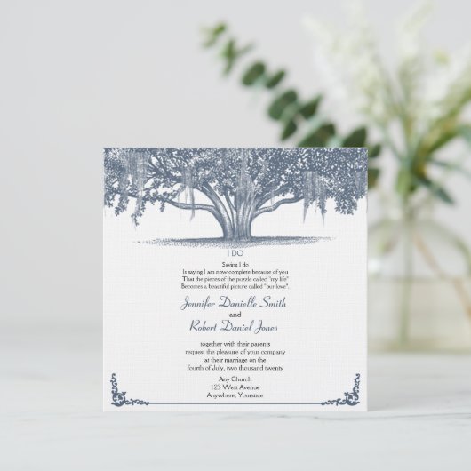 青いモッシー結婚オークの木 招待状 (スタンド正面)