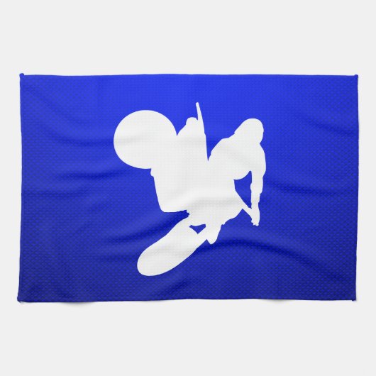 青いモトクロスの鞭 キッチンタオル (横)