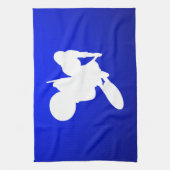 青いモトクロスの鞭 キッチンタオル (縦)