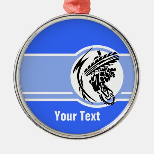 青いモトクロス; 土のバイク メタルオーナメント (正面)