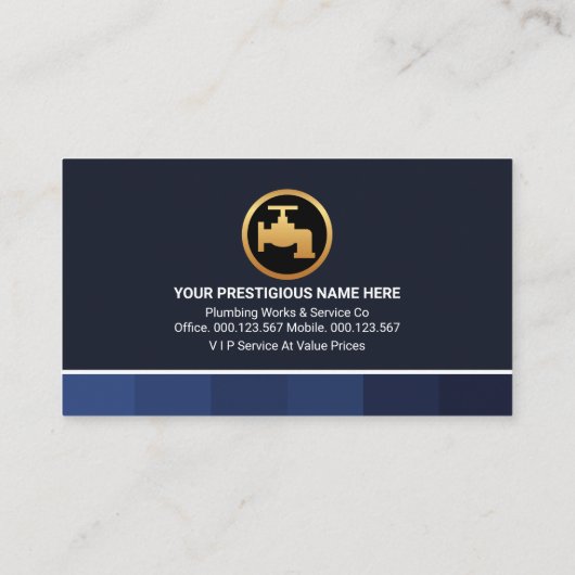 青いモノクロストライプのレイヤ配管 名刺 (裏面)