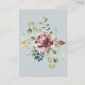 青いモノクロフローラ結婚の詳細方向 エンクロージャーカード (裏面)