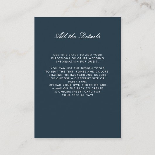 青いモノクロフローラ結婚の詳細方向 エンクロージャーカード (正面)