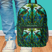 青いモノグラムのウミガメのステイングラスルック プリントバックパック