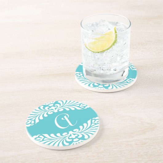 青いモノグラムのコースター コースター (側面)