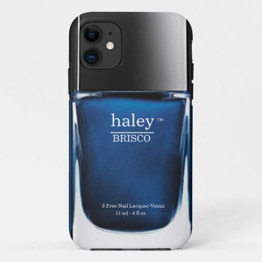 青いモノグラムのマニキュアのボトルのiPhoneの箱 Case-Mate iPhoneケース (裏面)